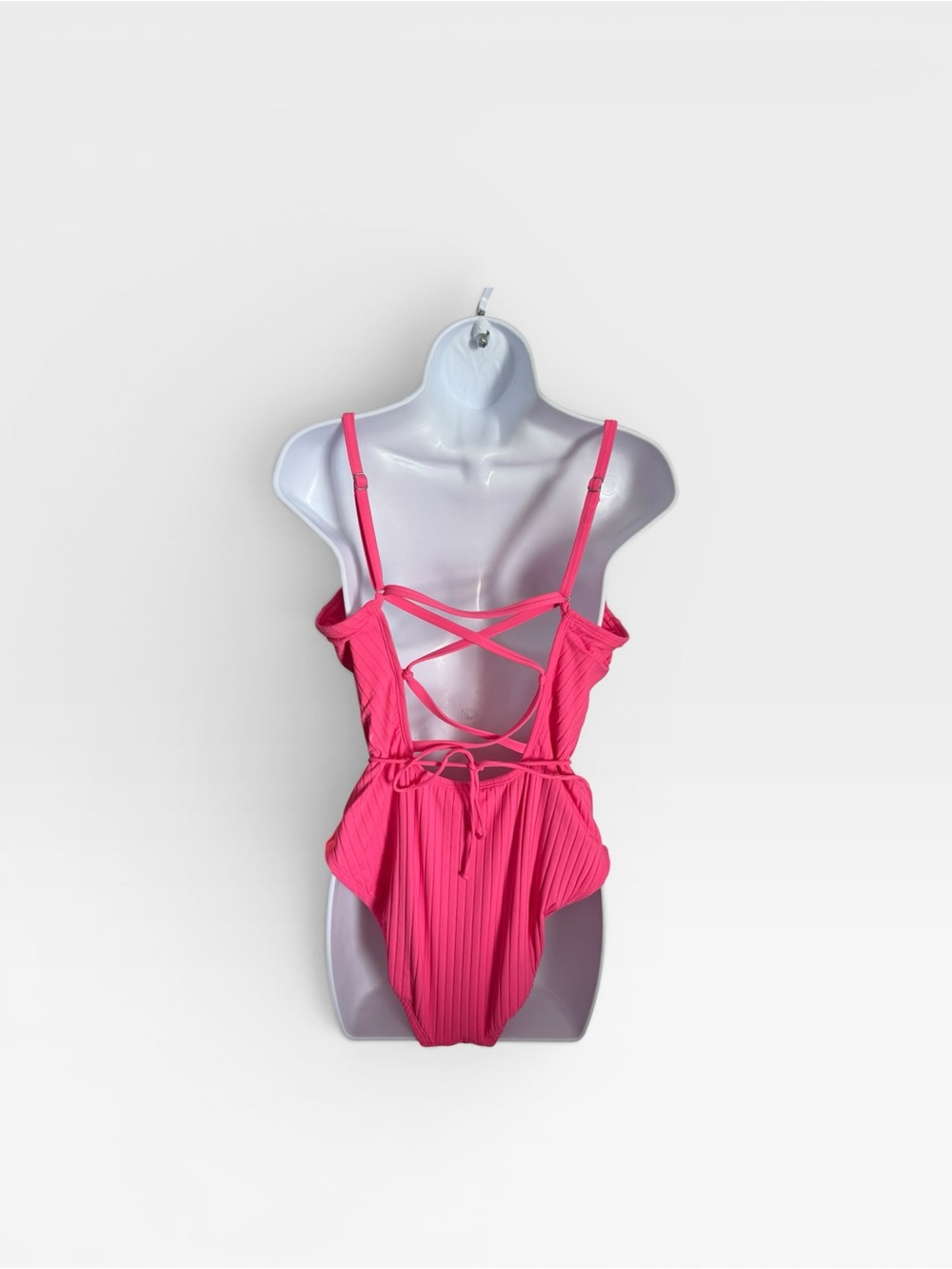 Hot Pink Ribbed Spaghetti Strap Bodysuit - Picture 2 of 3